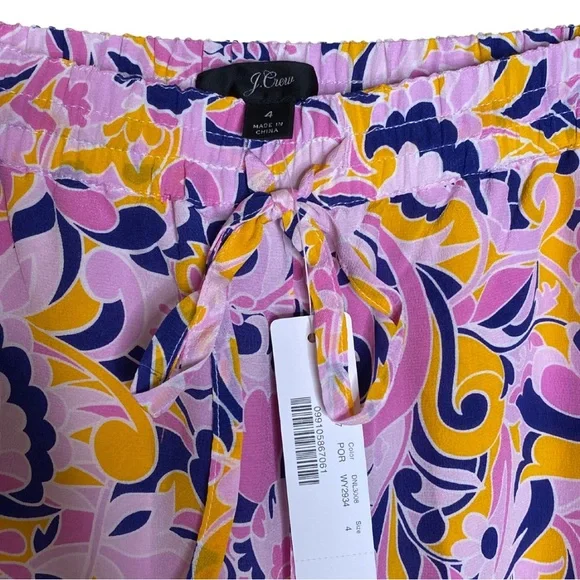 J Crew Silk Pink Paisley Print Easy Boho Pants (NWT)